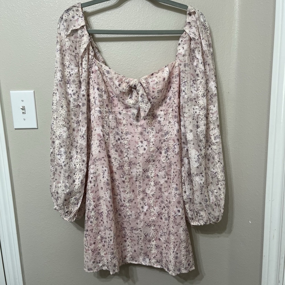 Storia Women's Dress Sz Medium Short‎ Eyelet Lace Zip Lined Babydoll